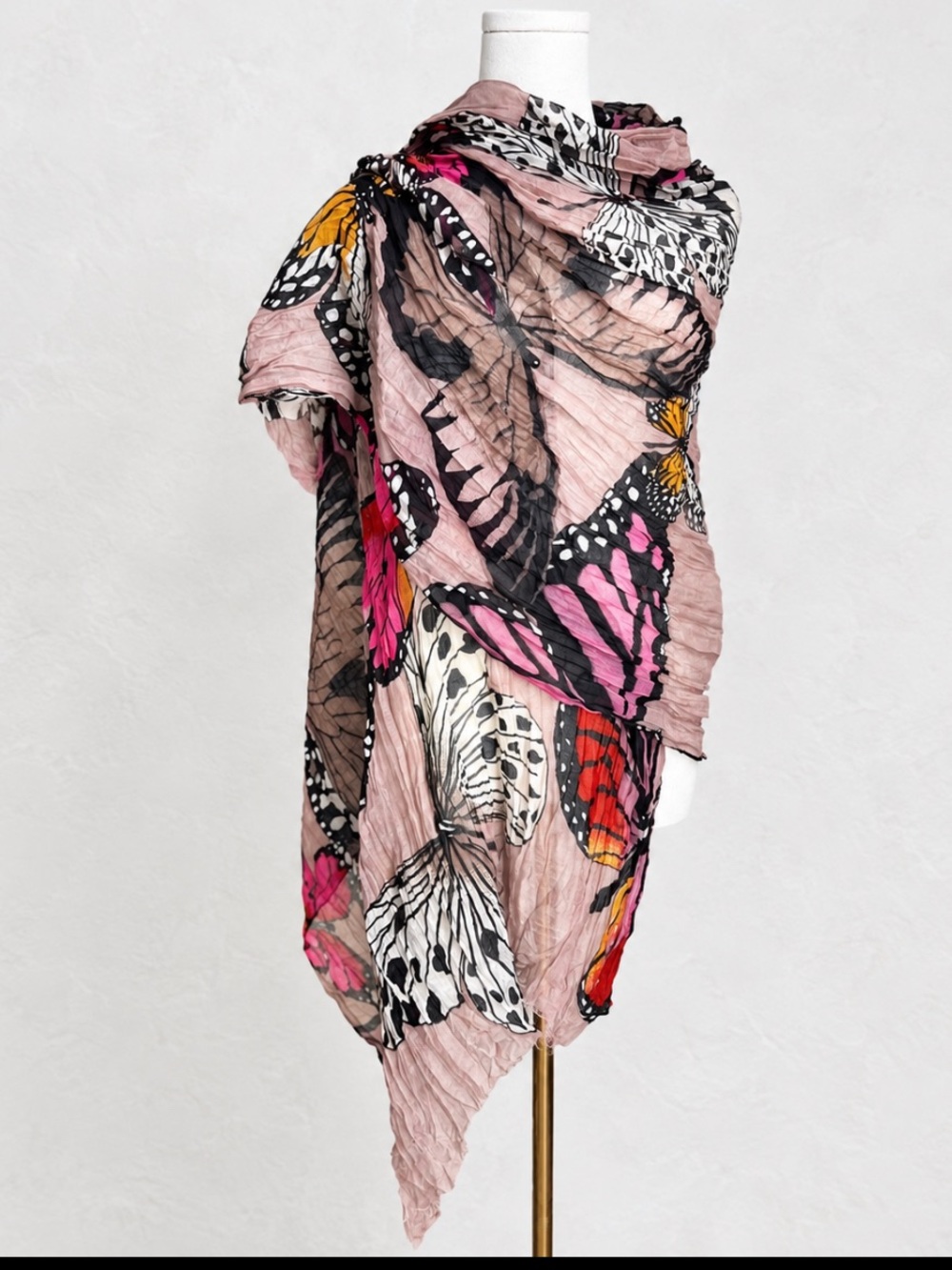 Light Pink Butterfly Print Scarf - Women's Accessory